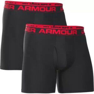 Under Armour Mens Boxerjock 2 Pack 6" Boxer Brief Multi Sizes Black/Red Size S
